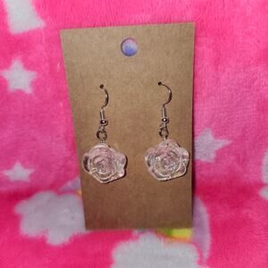Clear Rose Silver Drop/Dangle Earrings